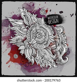 Vector watercolor grunge paint abstract floral design