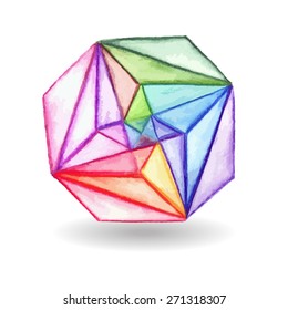 Vector  Watercolor Hand Drawn Geometric Design Element