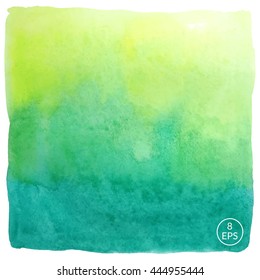 Vector watercolor hand drawn square isolated on white backdrop. Colorful gradient handmade big square for texture, postcard, design, logo, label and other.