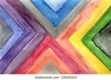 Vector Watercolor Hand Drawn Striped Pattern