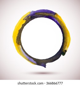 Vector watercolor handmade ring. Vector mark. Colorful blot. Light, violet and blue spot. Watercolor frame.  Hand drawn. Romantic frame. Vector vintage frame.