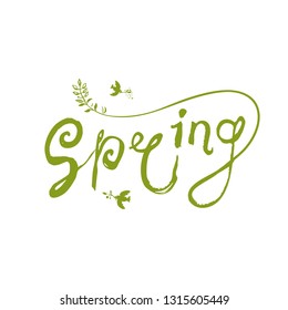 Vector watercolor handwritten Spring logo.