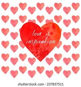 vector watercolor heart pattern on white background