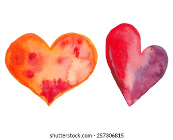 Vector watercolor hearts