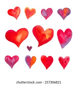 Vector watercolor hearts