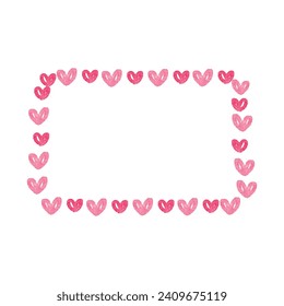 Vector watercolor hearts border and frame.