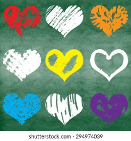 Vector watercolor hearts, Valentine Day.