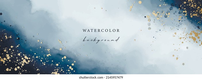 Vector watercolor horizontal universal background with glitter and copy space for text