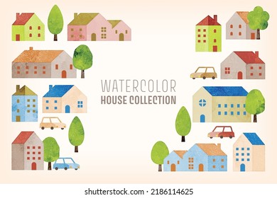 Vector watercolor house collection, illustration for decoration