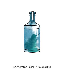 Vector watercolor illustration of alcohol bottles