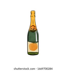 Vector watercolor illustration of alcohol bottles