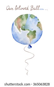 Vector watercolor illustration -- Balloon Earth