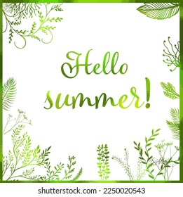 Vector watercolor illustration. Laurel Wreath. Floral design elements. Hello summer. Green branches. Vector illustration