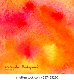 vector watercolor illustration pink and orange abstract paint stain background