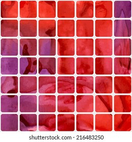 Vector watercolor Illustration of square. Seamless pattern