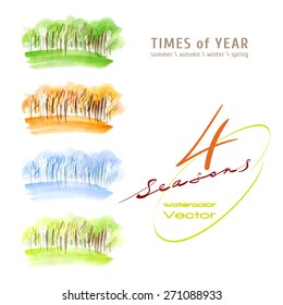 Vector watercolor illustration of a times of the year