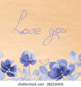 Vector watercolor illustration for Valentine's day, Women's Day, wedding ,birthday, other holiday. Design elements with flowers 