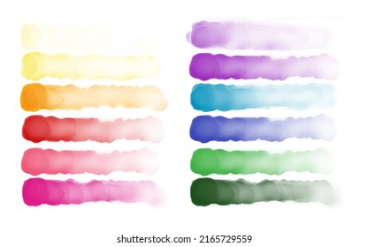 
Vector watercolor image of multicolored shades. Strokes of watercolor paint yellow, orange, red, pink, purple, blue, green colors