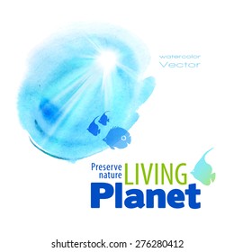 Vector watercolor image. Protection of the environment