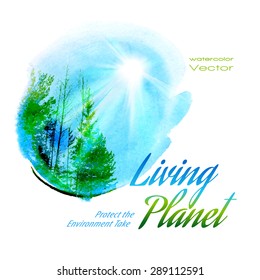 Vector watercolor image. Protection of the environment