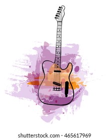 A vector and watercolor imitation drawing of an electric guitar