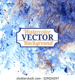Vector watercolor imitation marble texture blue and ocher