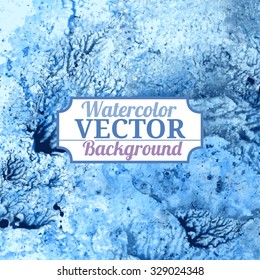 Vector watercolor imitation marble texture blue and ocher