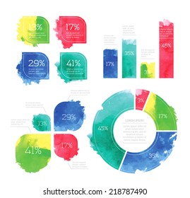 Vector Watercolor Infographic Set