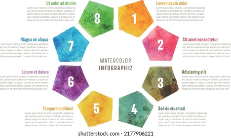 Plantilla de infografía de acuarela vectorial con números