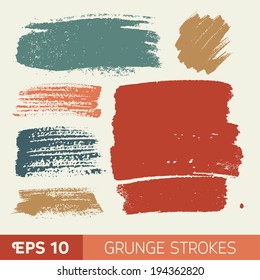 Vector watercolor ink spot set. Grunge brushstroke on paper texture. Dry brush strokes. Abstract composition for design elements