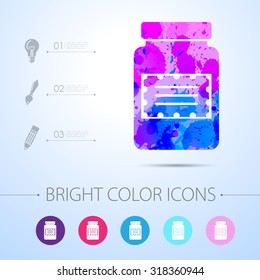 Vector watercolor kitchen bottle template with infographic elements 