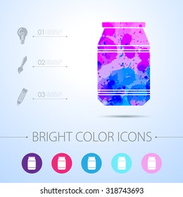 Vector watercolor kitchen bottle template with infographic elements 