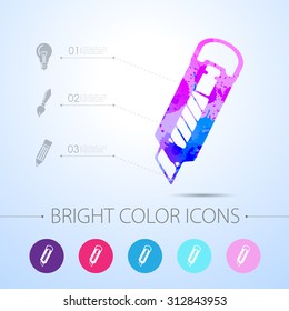 Vector watercolor knife icon with infographic elements 