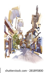 Vector watercolor landscape