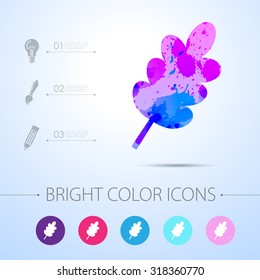 Vector watercolor leaf icon with infographic elements 