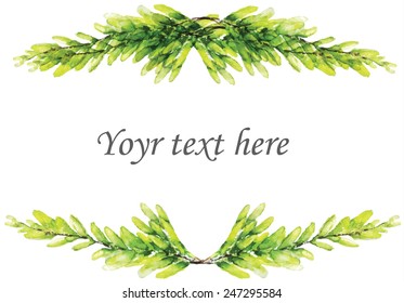 Vector watercolor leaves border frame in rome style EPS