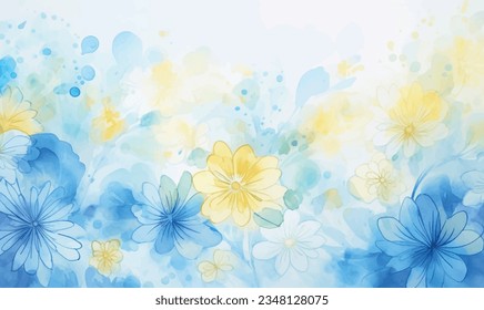 Flores y hojas de acuarela vectorial, fondo, textura, patrón. Para el diseño.