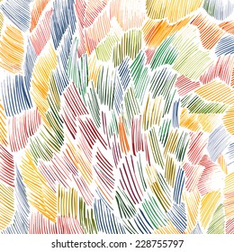 Vector watercolor line art pattern. Retro hand drawn stroke background. Grunge dash stain watercolors. Colorful lines painted texture.