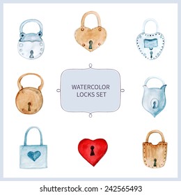 vector watercolor locks set.  It can be used for wallpaper, fabric design, textile design, cover, wrapping paper, banner, card, background