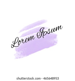 Vector watercolor logo label. The pastel shades. Aquarele blot, drops, stain, splash. Good for fitness, organic cosmetics, beauty industry, spa, beauty center.