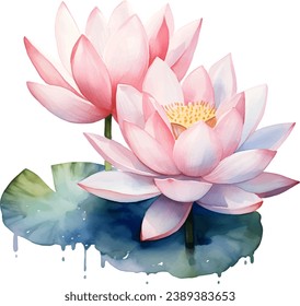 vector watercolor lotus flower on a white background