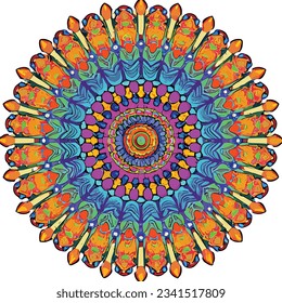 Mandala de acuarela vectorial. Decoración para tu diseño, adorno de encaje. Patrón redondo, estilo oriental