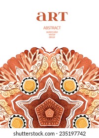 Vector watercolor mandala. Decor for your design, lace ornament. Round pattern, oriental style