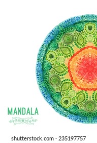 Vector watercolor mandala. Decor for your design, lace ornament. Round pattern, oriental style