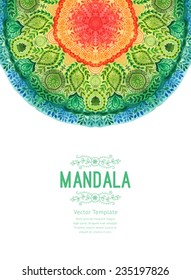 Vector watercolor mandala. Decor for your design, lace ornament. Round pattern, oriental style