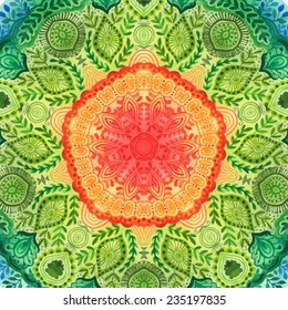Vector watercolor mandala. Decor for your design, lace ornament. Round pattern, oriental style