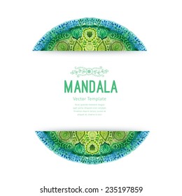 Vector watercolor mandala. Decor for your design, lace ornament. Round pattern, oriental style