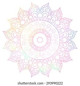 Vector watercolor mandala. Decor for your design, lace ornament. Round pattern, oriental style
