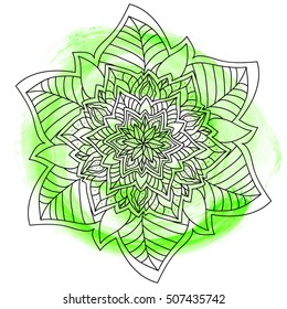 Vector watercolor mandala.Decorative round ornament. 