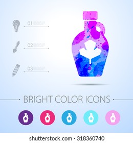 Vector watercolor maple syrup bottle template with infographic elements 